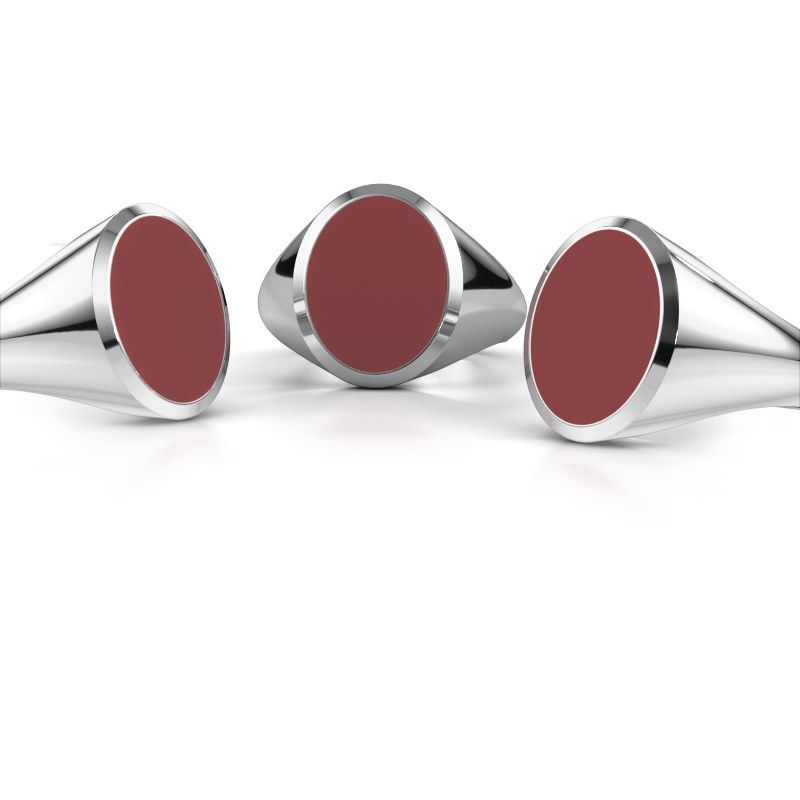 Afbeelding van Zegelring Herman 4<br/>585 witgoud<br/>rode emaille 15x12 mm
