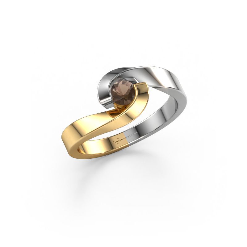 Engagement ring Sheryl 585 gold smokey quartz 3.7 mm
