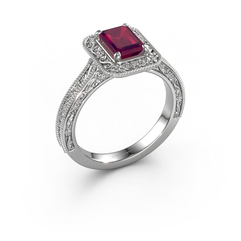 Verlovings ring Alice EME 950 platina rhodoliet 7x5 mm