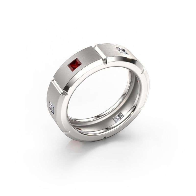 Men's ring Steve light 585 white gold garnet 3 mm