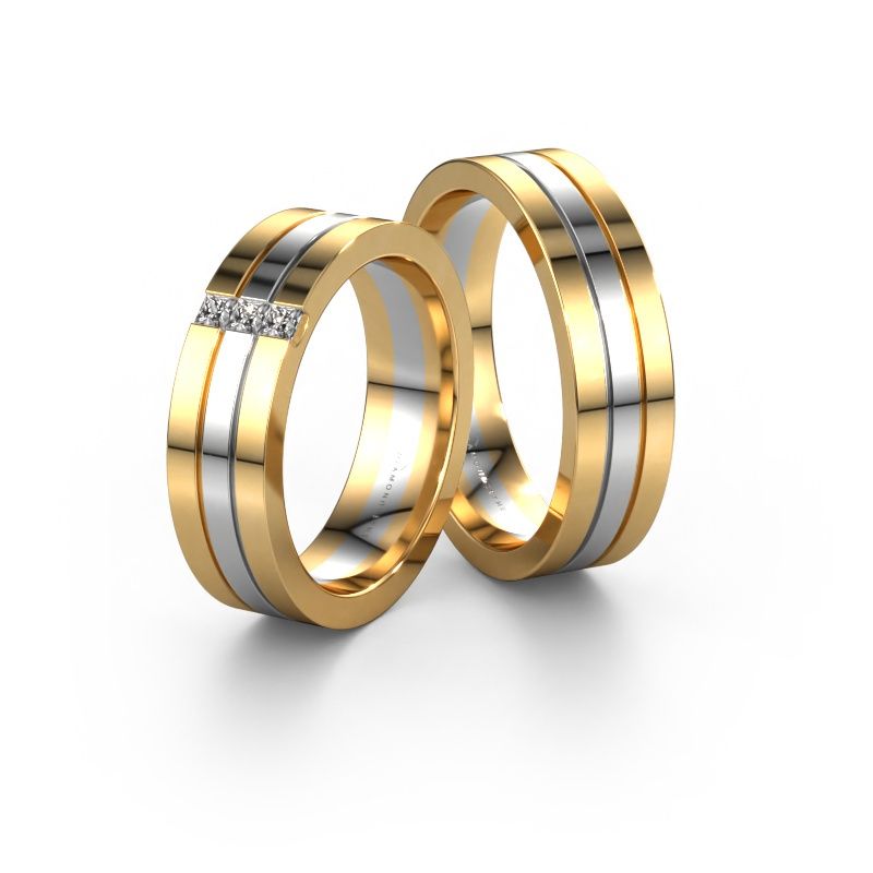 Eheringe set WH0428LM16BP ±6x2 mm 14 Karat Gold Diamant 0.05 crt