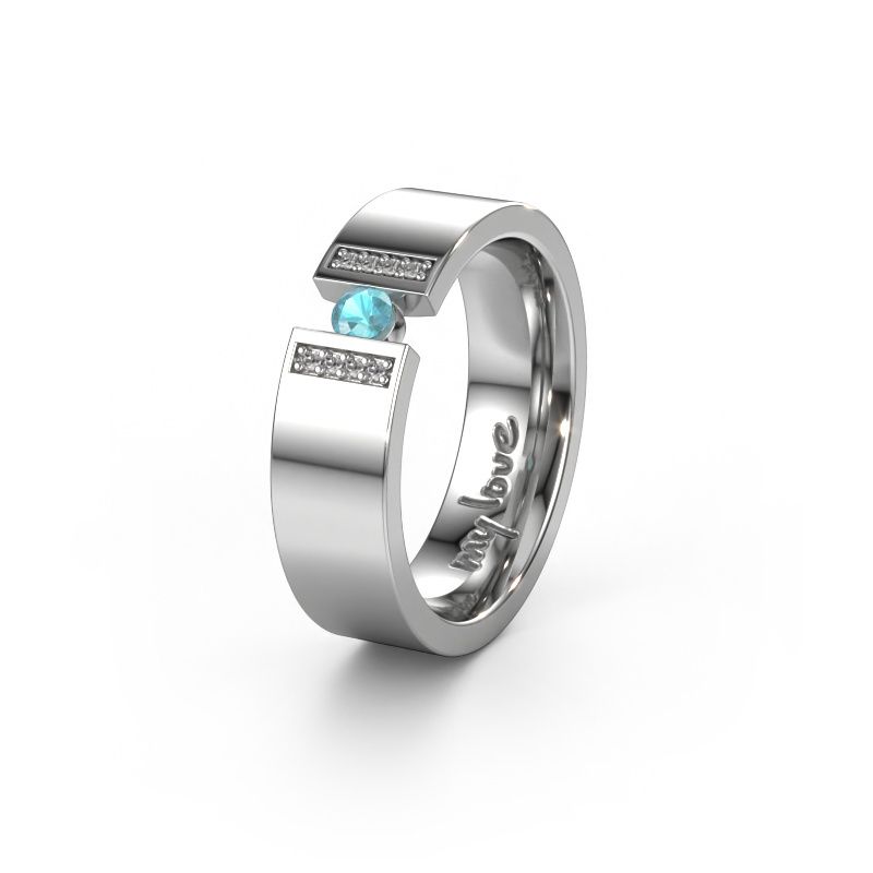 Wedding ring WH2096L16C 950 platinum ±6x2.2 mm blue topaz