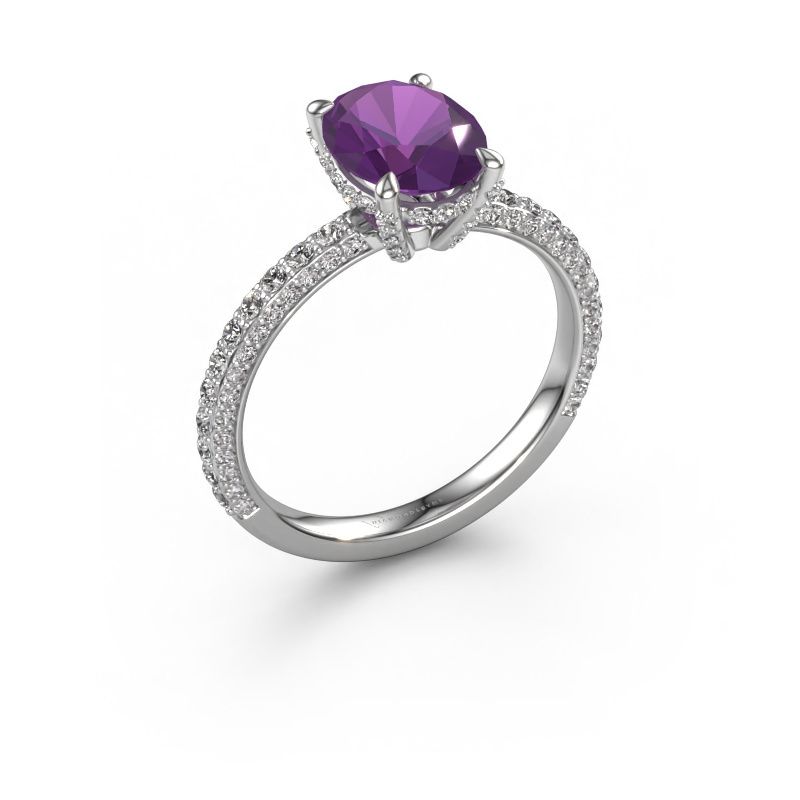 Engagement ring Saskia 2 OVL 950 platinum amethyst 9x7 mm