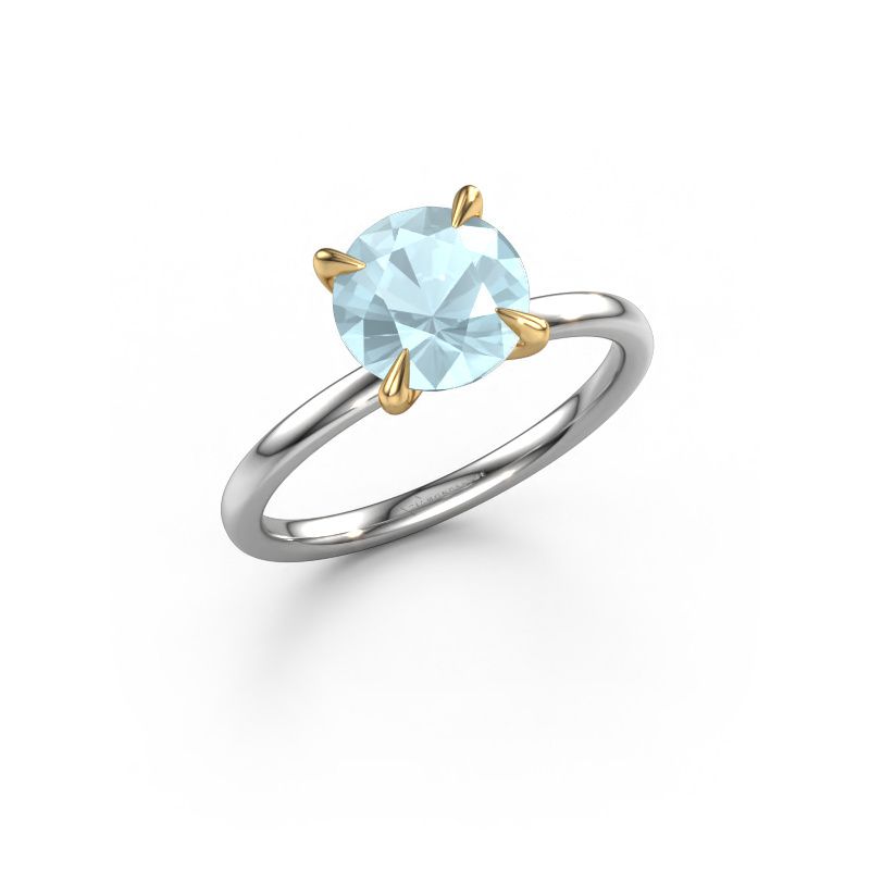 Image of Engagement Ring Crystal Rnd 1<br/>585 white gold<br/>Aquamarine 8 mm