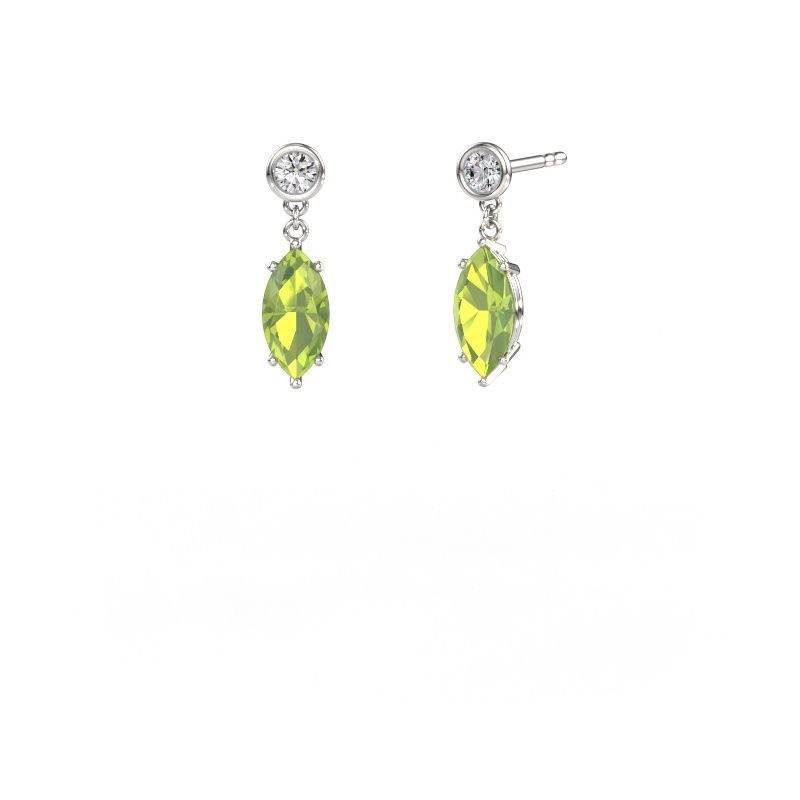 Pendants d'oreilles Lacey MRQ 585 or blanc péridot 10x5 mm