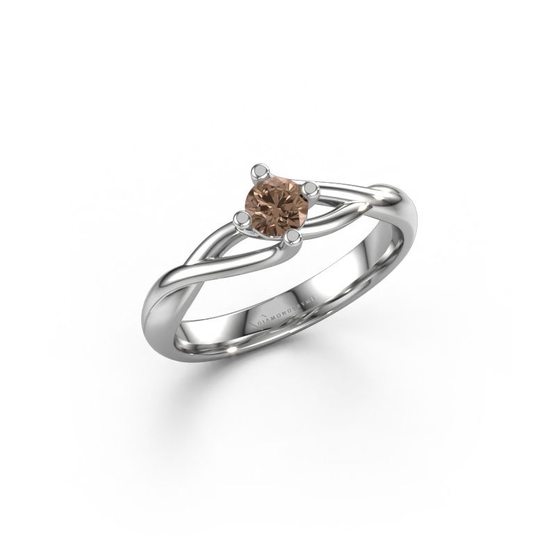 Engagement ring Paulien 585 white gold brown diamond 0.25 crt