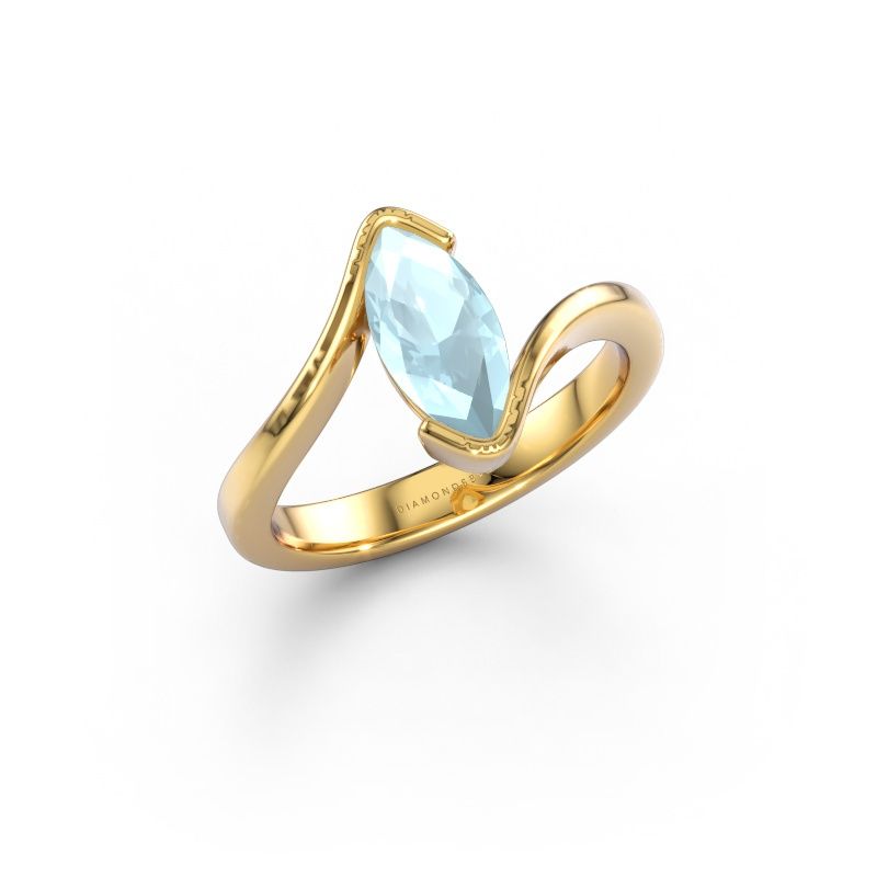 Bague de fiançailles Eve 585 or jaune aigue-marine 10x5 mm