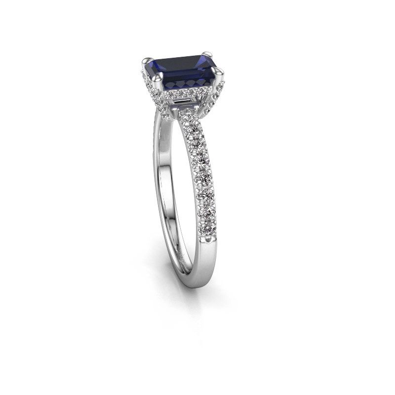 Image of Engagement ring saskia eme 1<br/>585 white gold<br/>Sapphire 7x5 mm