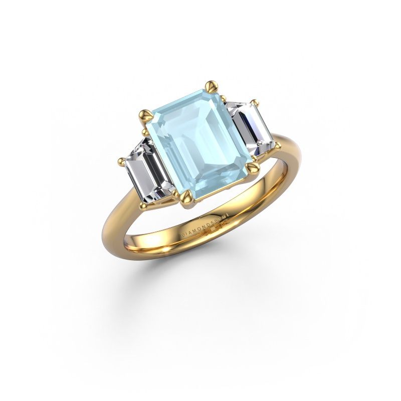 Engagement ring Maggie EME 585 gold aquamarine 9x7 mm