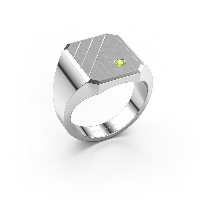 Chevalière Patrick 4 950 platine péridot 2.5 mm