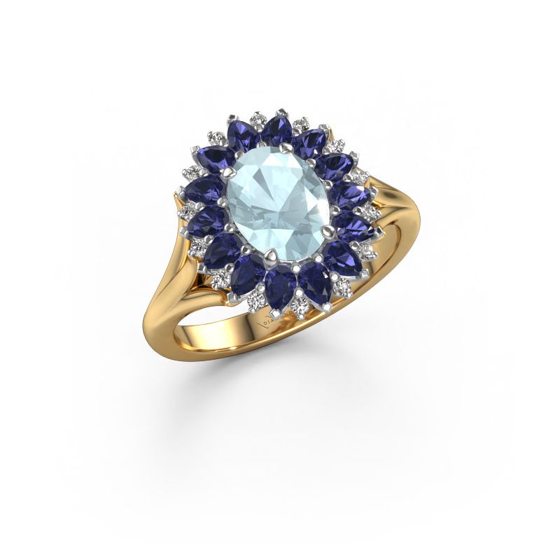 Engagement ring Lidia 585 gold aquamarine 8x6 mm