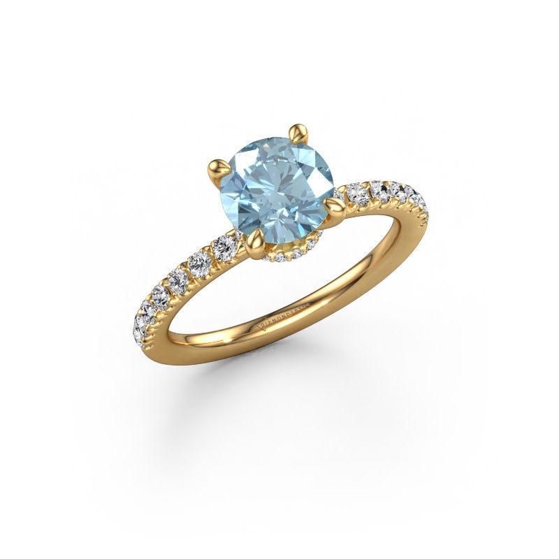 Engagement ring Crystal rnd 4 585 gold blue lab grown diamond 7 mm