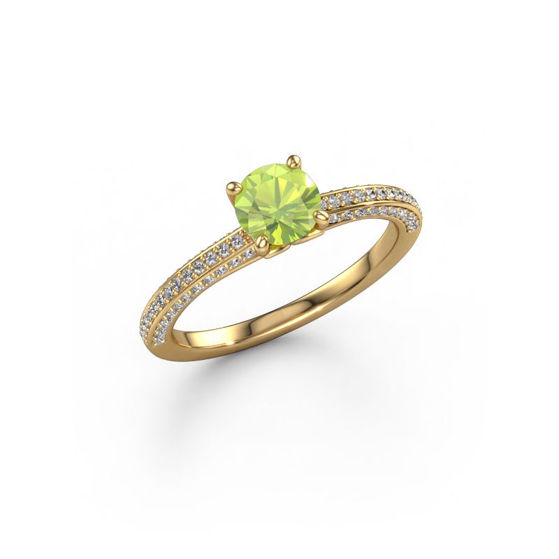 Engagement ring Elenore rnd 585 gold peridot 5.4 mm