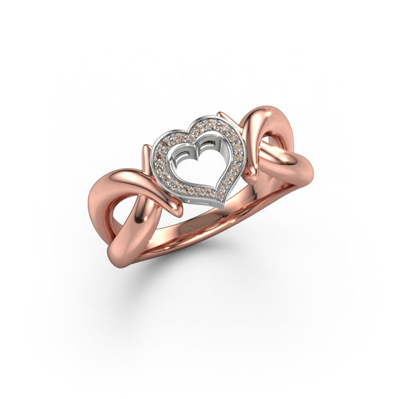 Bague Earlie 1 585 or rose diamant brun 0.077 crt