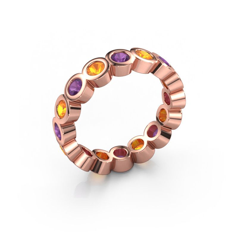 Bague superposable Edwina 3 585 or rose améthyste 3 mm