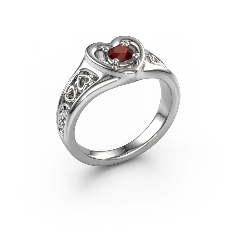 Ring Eura 585 witgoud granaat 4 mm