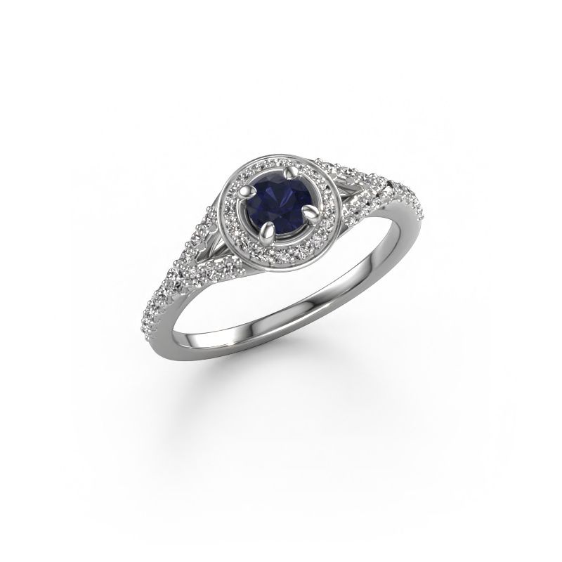 Verlobungsring Pamela RND 585 Weißgold Saphir 4 mm