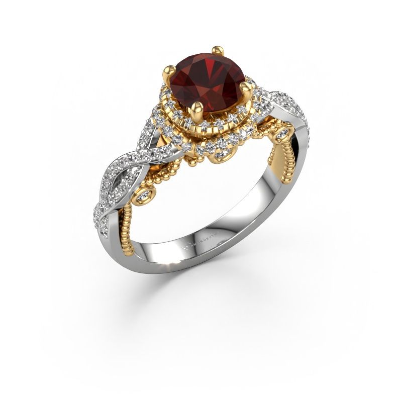 Engagement ring Leora 585 white gold garnet 6.5 mm