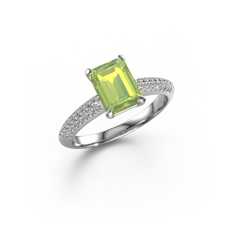Verlobungsring Morane EME 585 Weißgold Peridot 8x6 mm