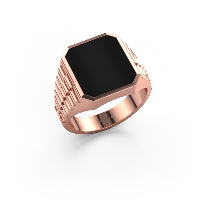 Signet ring Brent 3 WO 585 rose gold onyx 14x12 mm