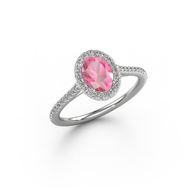 Engagement ring Seline ovl 2 585 white gold pink sapphire 7x5 mm