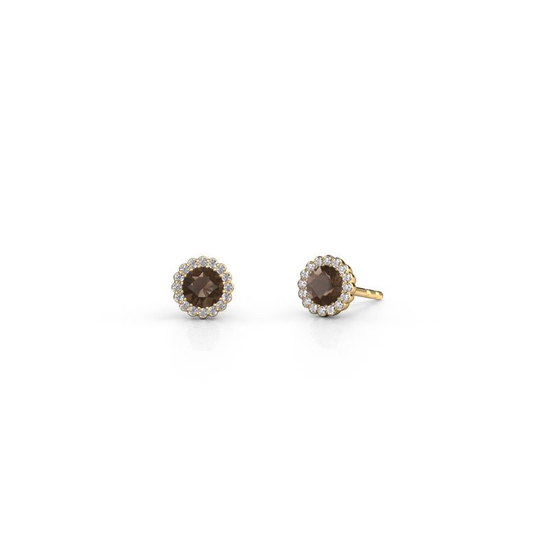 Earrings Queen 585 gold smokey quartz 4.2 mm