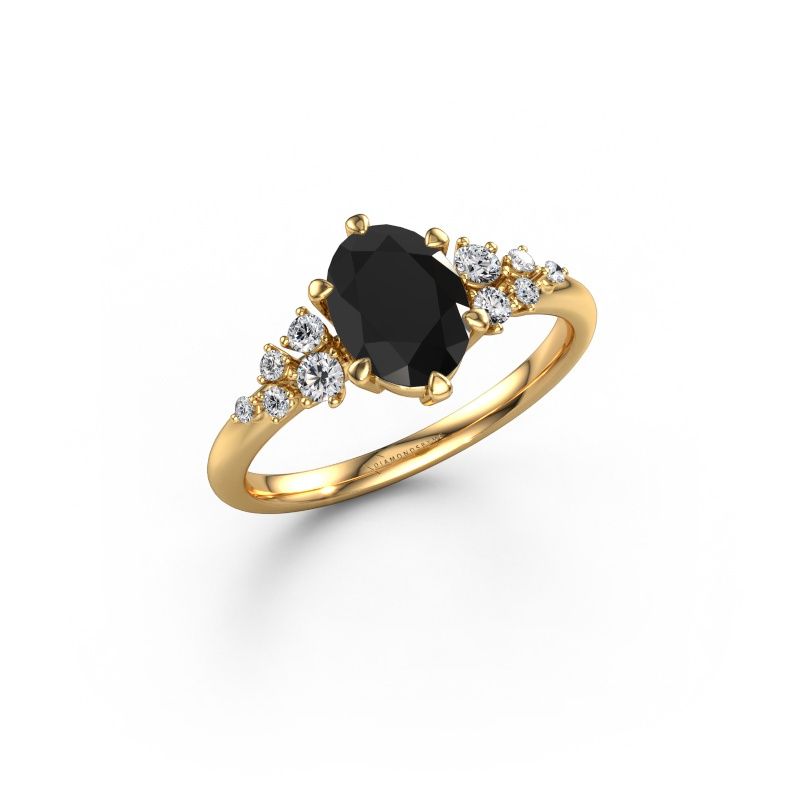 Bague de fiançailles Royce OVL 585 or jaune diamant noir 1.40 crt