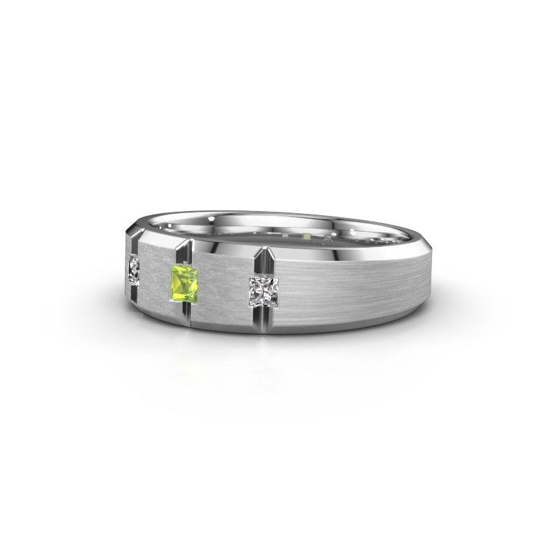 Image of Men's ring justin<br/>585 white gold<br/>Peridot 2.5 mm