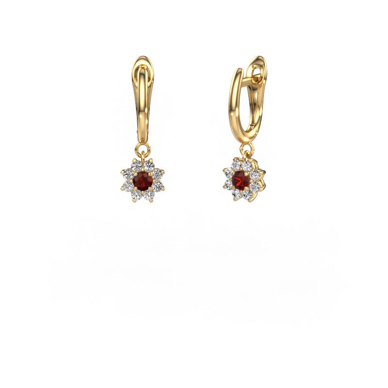 Drop earrings Camille 1 585 gold garnet 3 mm