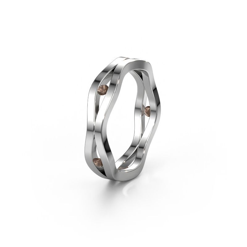 Trouwring WH2122L 585 witgoud rookkwarts ±5x1.8 mm