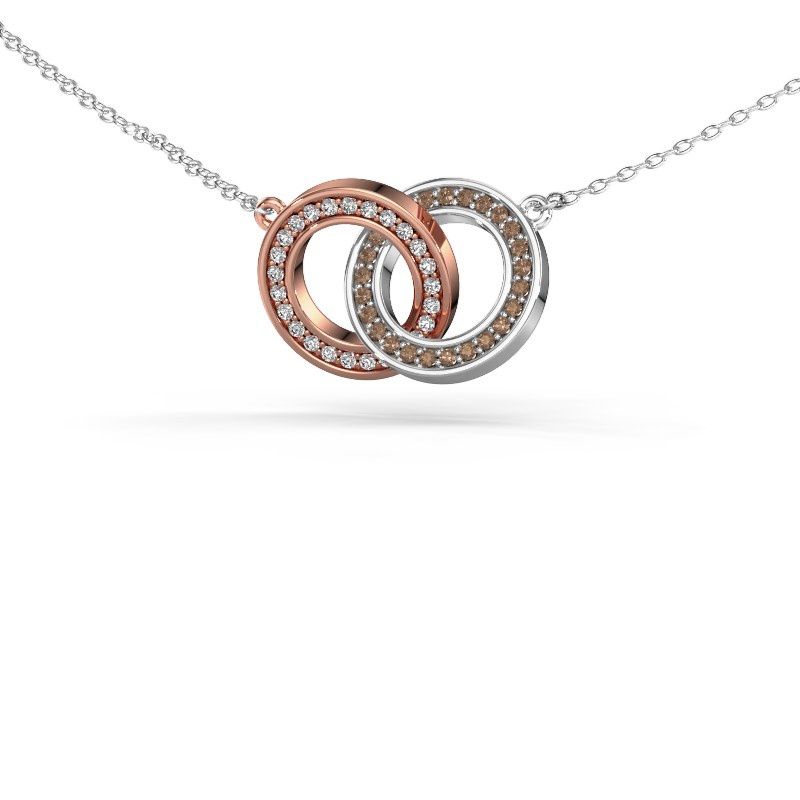 Halsketting Circles 2 585 rosé goud bruine diamant 0.25 crt