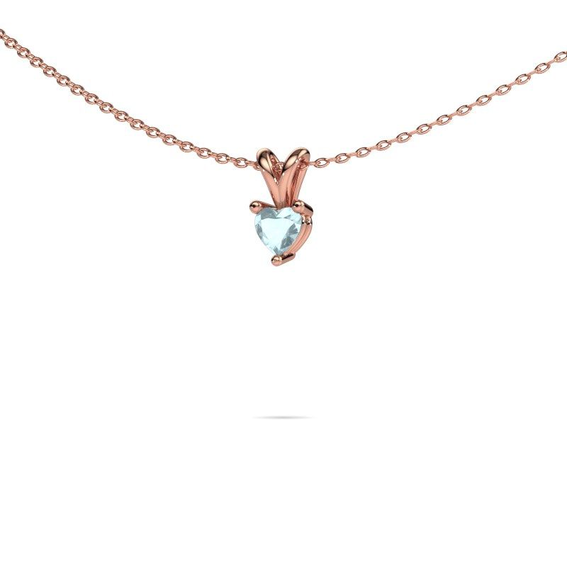 Anhänger Garnet 585 Roségold Aquamarin 4 mm