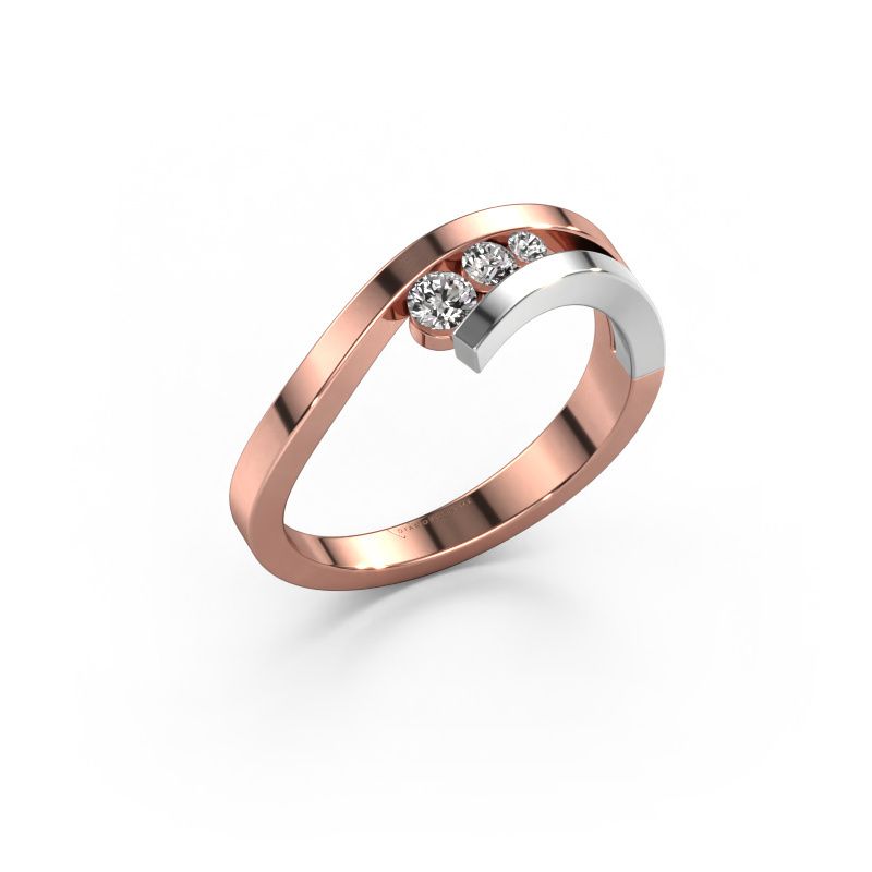 Ring Evalyn 2 585 rosé goud lab-grown diamant 0.16 crt