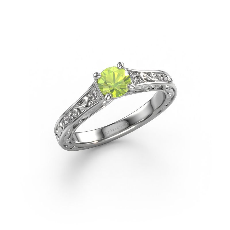 Verlobungsring Mallory RND 585 Weißgold Peridot 5 mm
