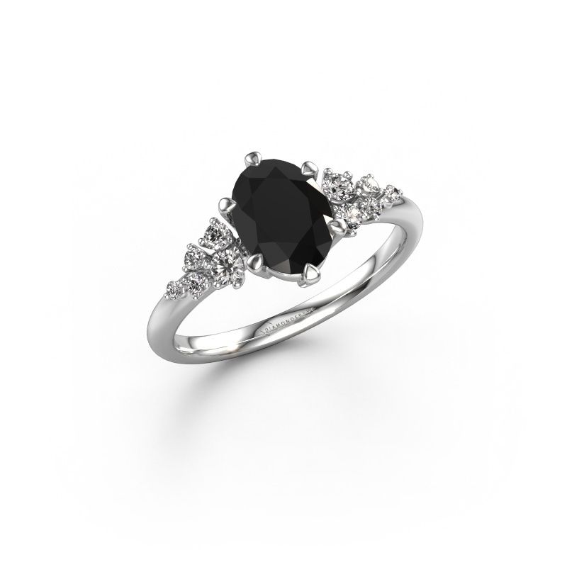 Engagement ring Royce OVL 585 white gold black diamond 1.40 crt