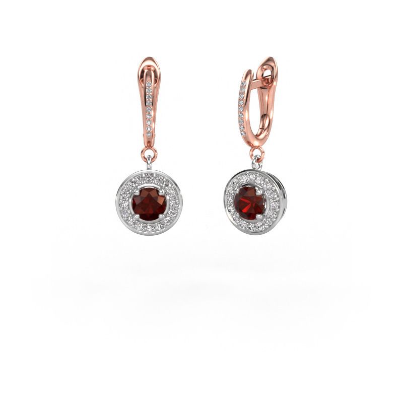 Oorhangers Ninette 2 585 witgoud granaat 5 mm