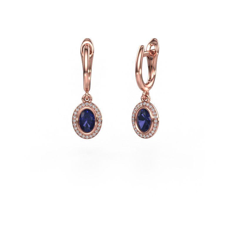 Drop earrings Noud OVL 585 rose gold sapphire 6x4 mm