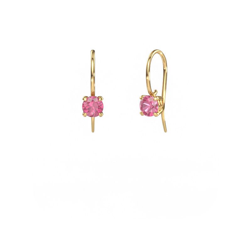 Drop earrings Cleo RND 585 gold pink sapphire 5 mm