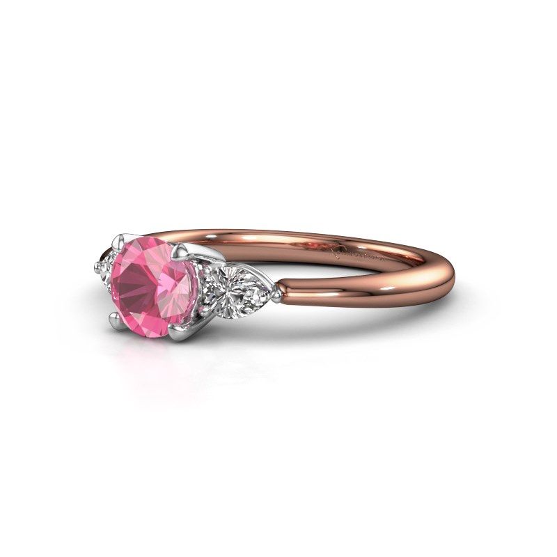 Afbeelding van Verlovingsring Chanou RND 585 rosé goud roze saffier 5.7 mm