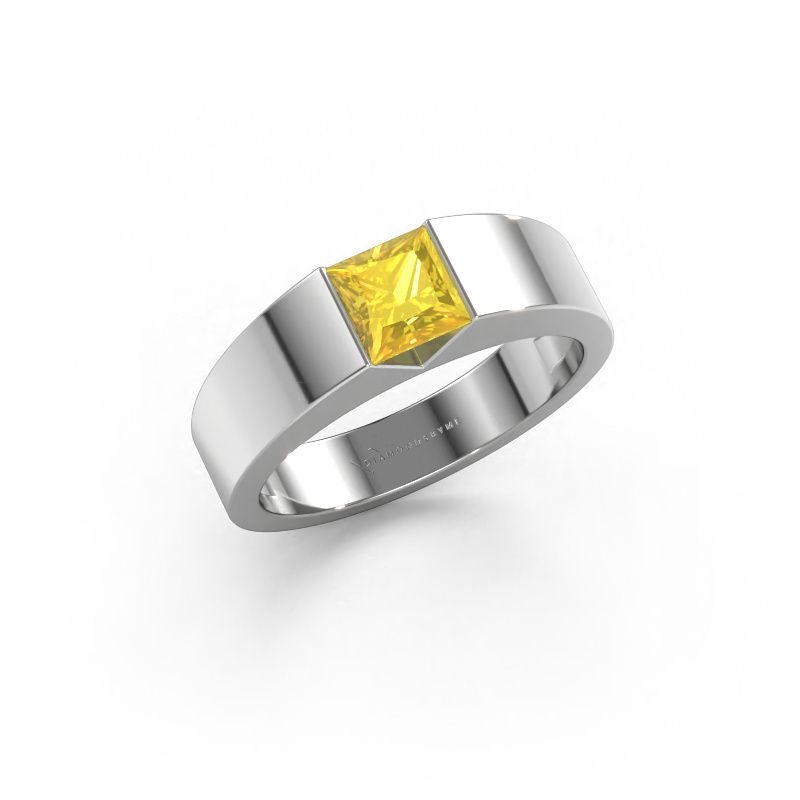 Verlobungsring Arlena 1 585 Weißgold Gelb Saphir 4 mm