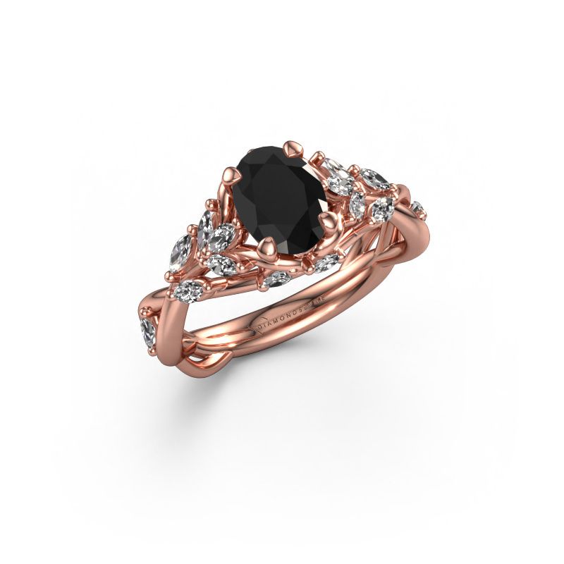 Engagement ring Samantha OVL 585 rose gold black diamond 1.50 crt