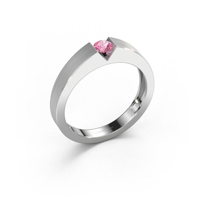 Verlovingsring Lizzy 1 585 witgoud roze saffier 3.7 mm
