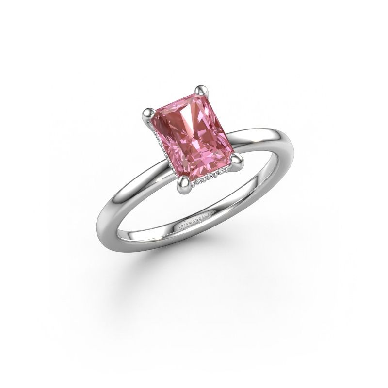 Verlovingsring Simone RAD 2 585 witgoud roze lab grown diamant 7.5x5.5 mm