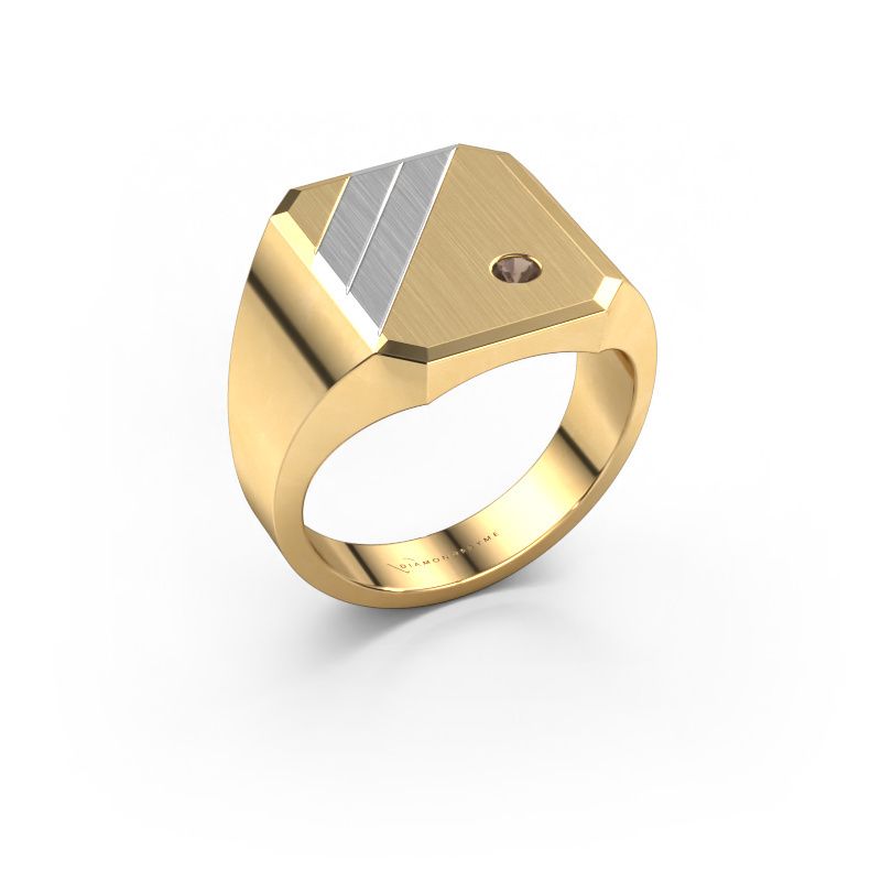 Signet ring Patrick 4 585 gold smokey quartz 2.5 mm