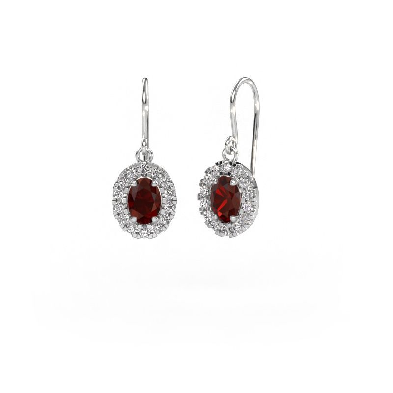 Oorhangers Jorinda 1 585 witgoud granaat 7x5 mm
