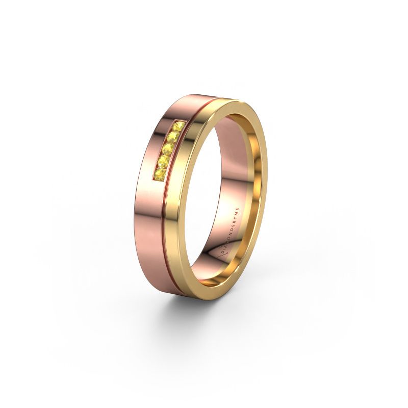 Trouwring WH0307L15AP 585 rosé goud gele saffier ±5x1.7 mm
