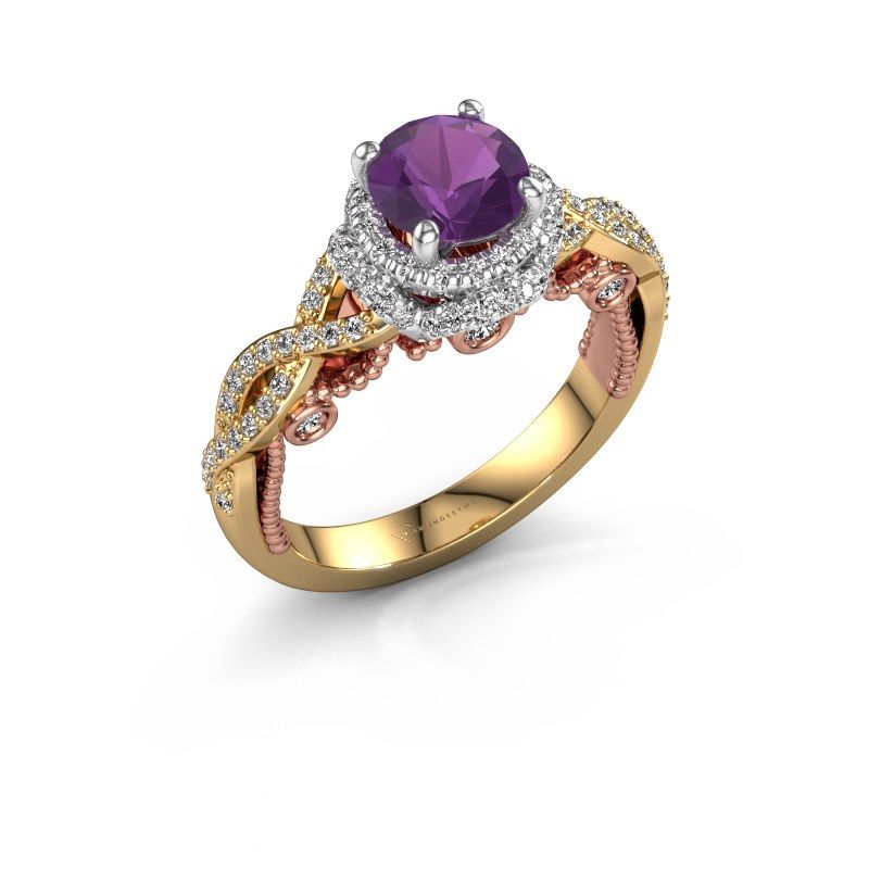 Afbeelding van Verlovingsring Leora<br/>585 goud<br/>Amethist 6.5 mm