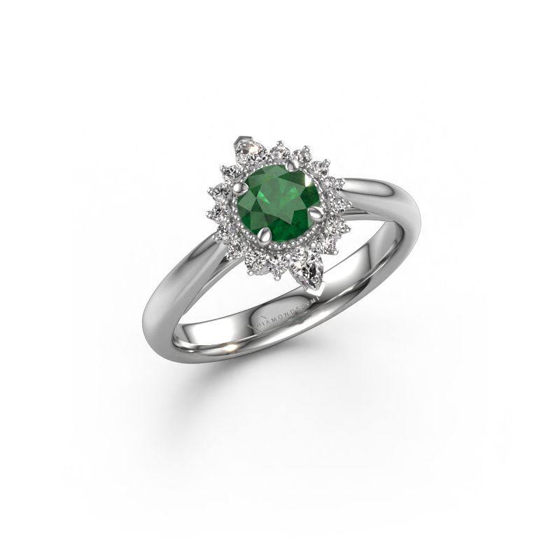 Engagement ring Susan 950 platinum emerald 5 mm