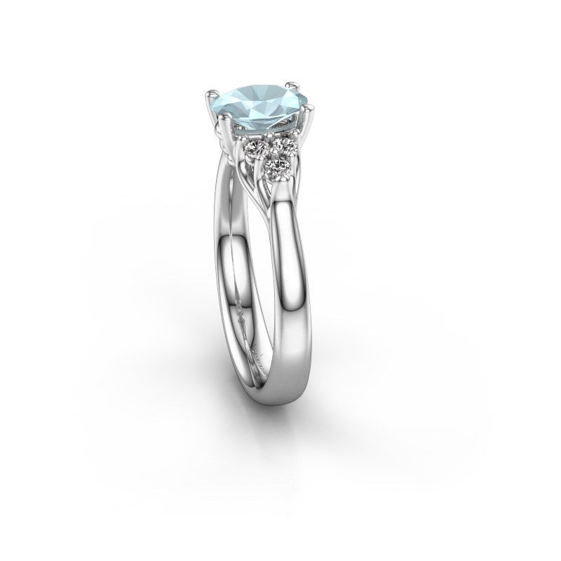 Afbeelding van Verlovingsring Monika OVL<br/>950 platina<br/>Aquamarijn 7x5 mm