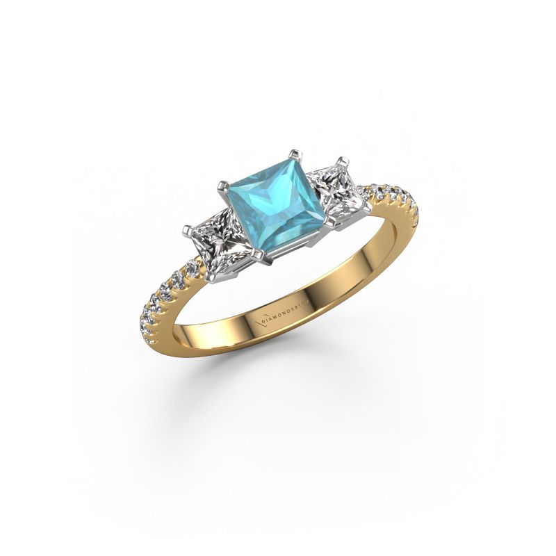 Bague de fiançailles Dorla 585 or jaune topaze bleue 5 mm